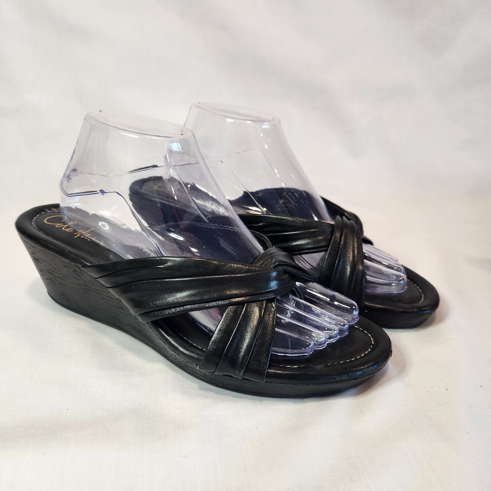 Cole Haan x‎ Nike Air Wedge Sandals Criss Cross Black Womens 10B